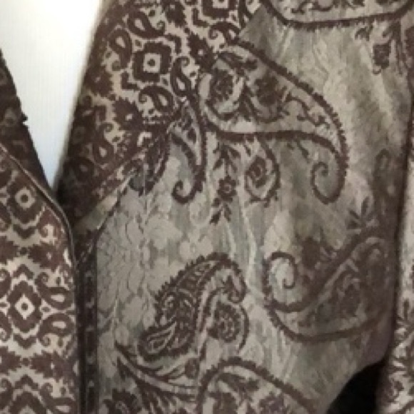 Vintage Tahari platinum bronze brocade crop waisted blazer - Picture 6 of 11